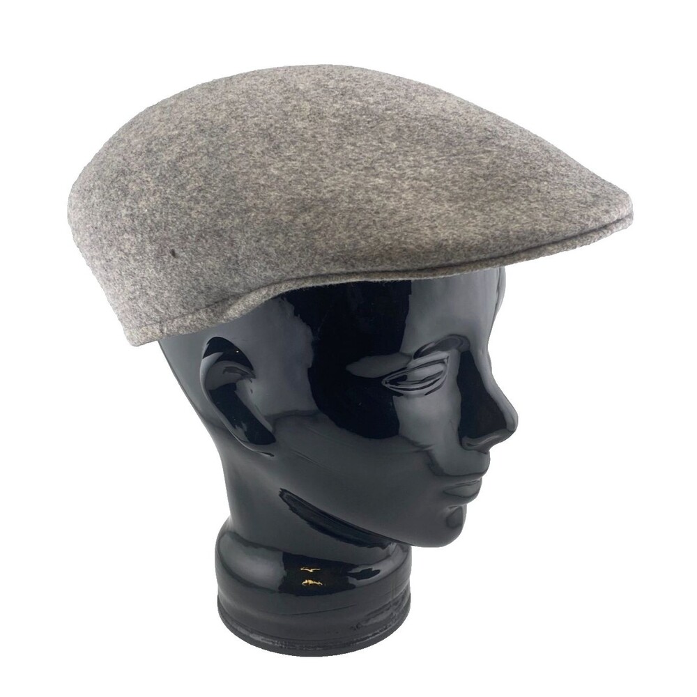 Vtg BROOKS 100% Wool Cabbie Hat Men's Large ENGLAND Newsboys Cuffley Grey